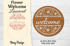 Flower Welcome Lasercut SVG Bundle 711 - CraftNest - Digital Crafting and Art