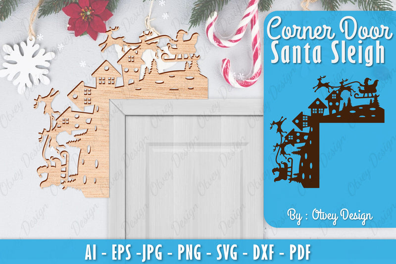 Christmas Santa Sleigh Door Corner Lasercut SVG Bundle 6 - CraftNest - Digital Crafting and Art
