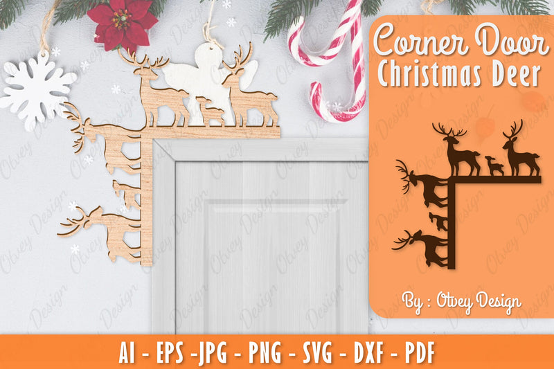 Christmas Deer Door Corner Lasercut SVG Bundle 18 - CraftNest - Digital Crafting and Art