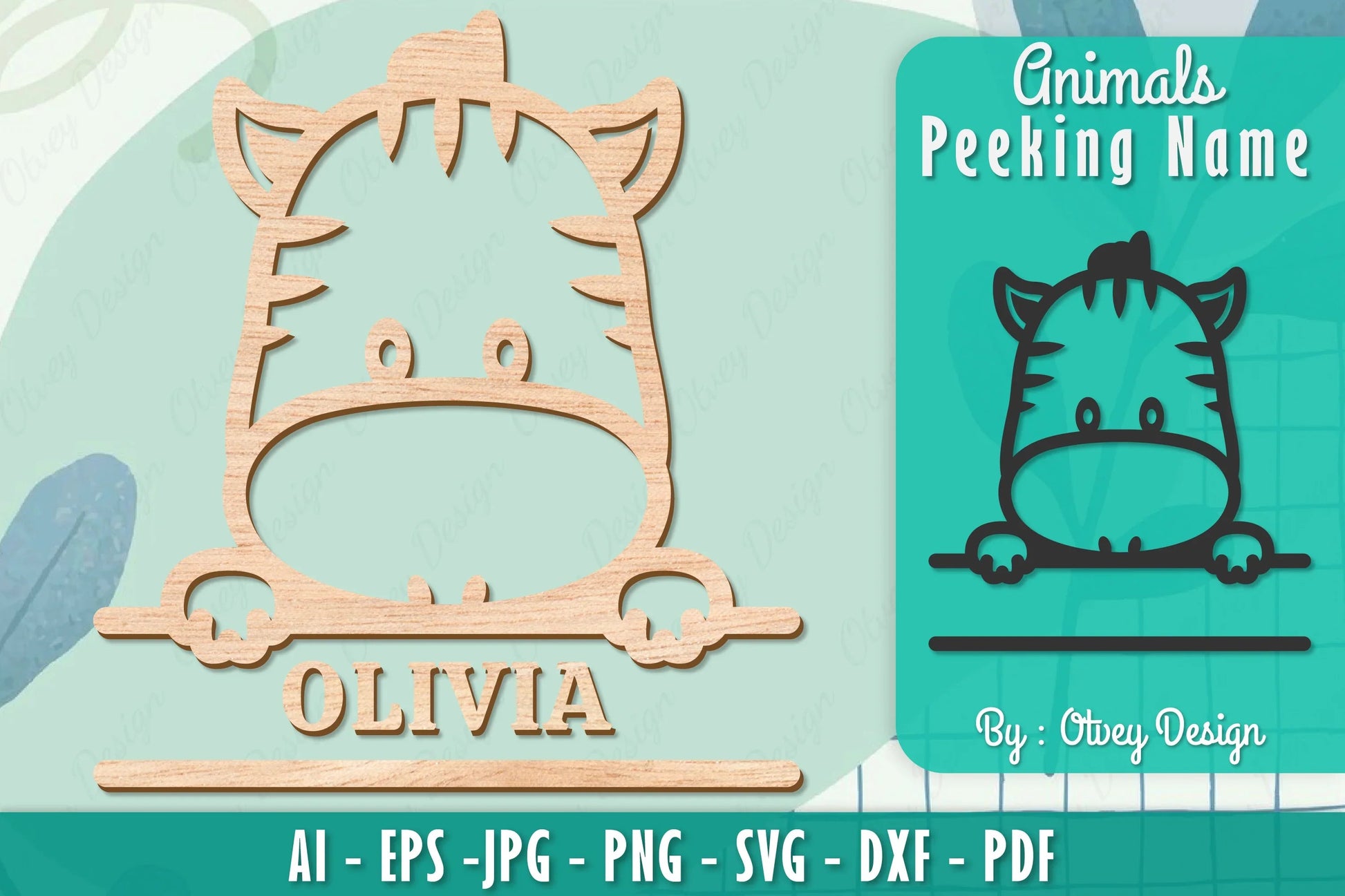 Animals Peeking Name Sign SVG Bundle 13 - CraftNest - Digital Crafting and Art