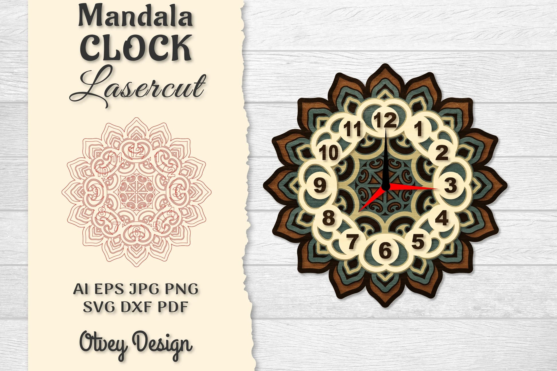 Clock Mandala Lasercut SVG Bundle 6 - CraftNest - Digital Crafting and Art