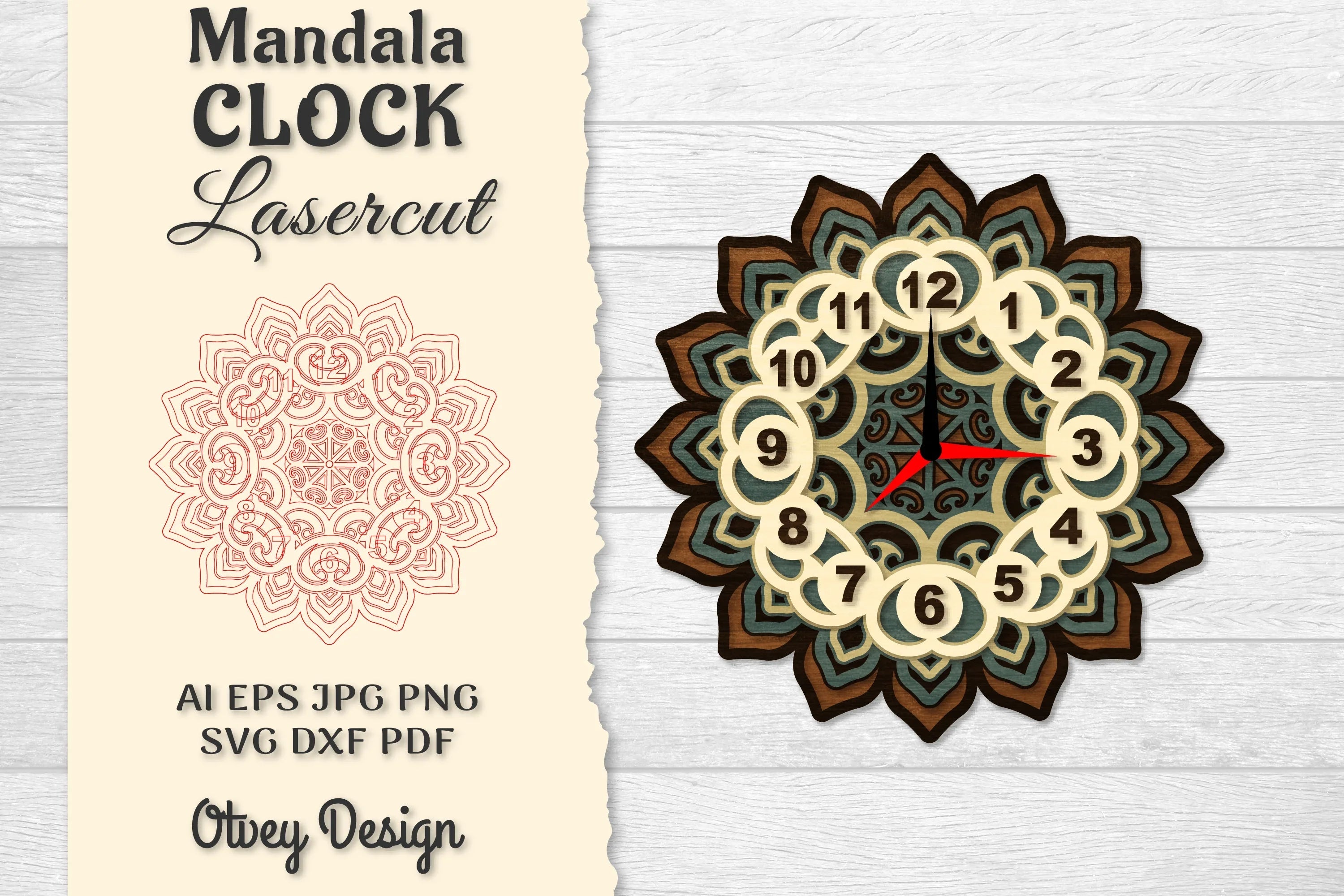 Clock Mandala Lasercut SVG Bundle 6 - CraftNest - Digital Crafting and Art
