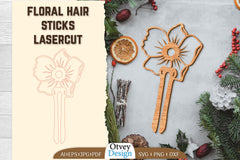 Laser Cut Floral Hair Sticks SVG Bundle 7 - CraftNest - Digital Crafting and Art
