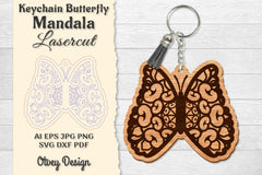 Butterfly Mandala Keychain SVG Bundle 7 - CraftNest - Digital Crafting and Art