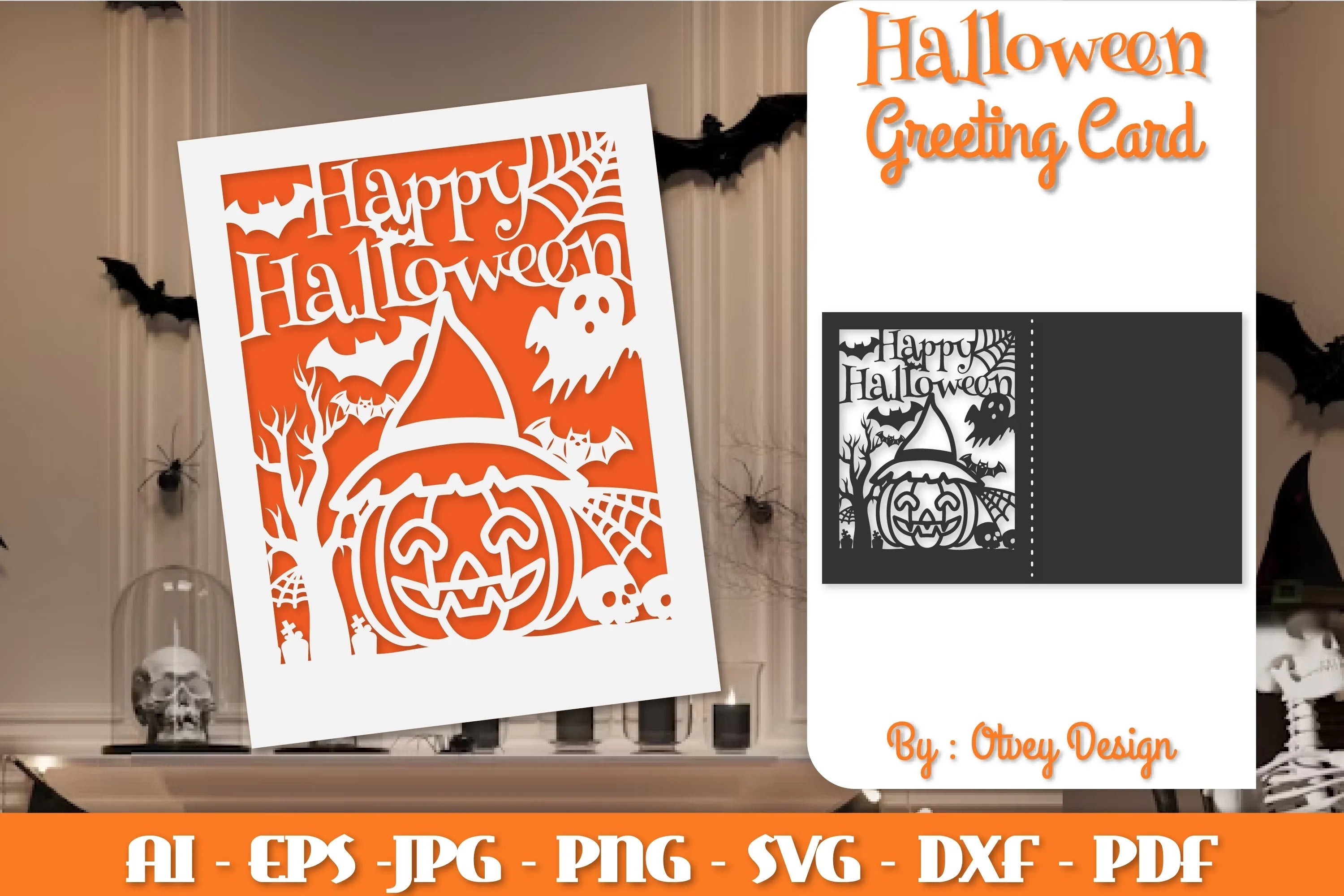 Halloween Scene Greeting Card SVG Bundle - CraftNest - Digital Crafting and Art