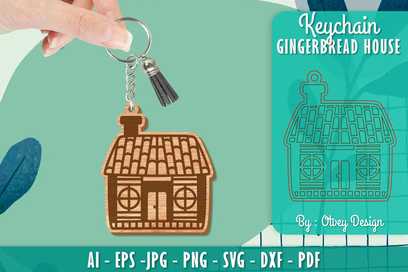Gingerbread House Keychain Laser Cut SVG Bundle 9 - CraftNest - Digital Crafting and Art