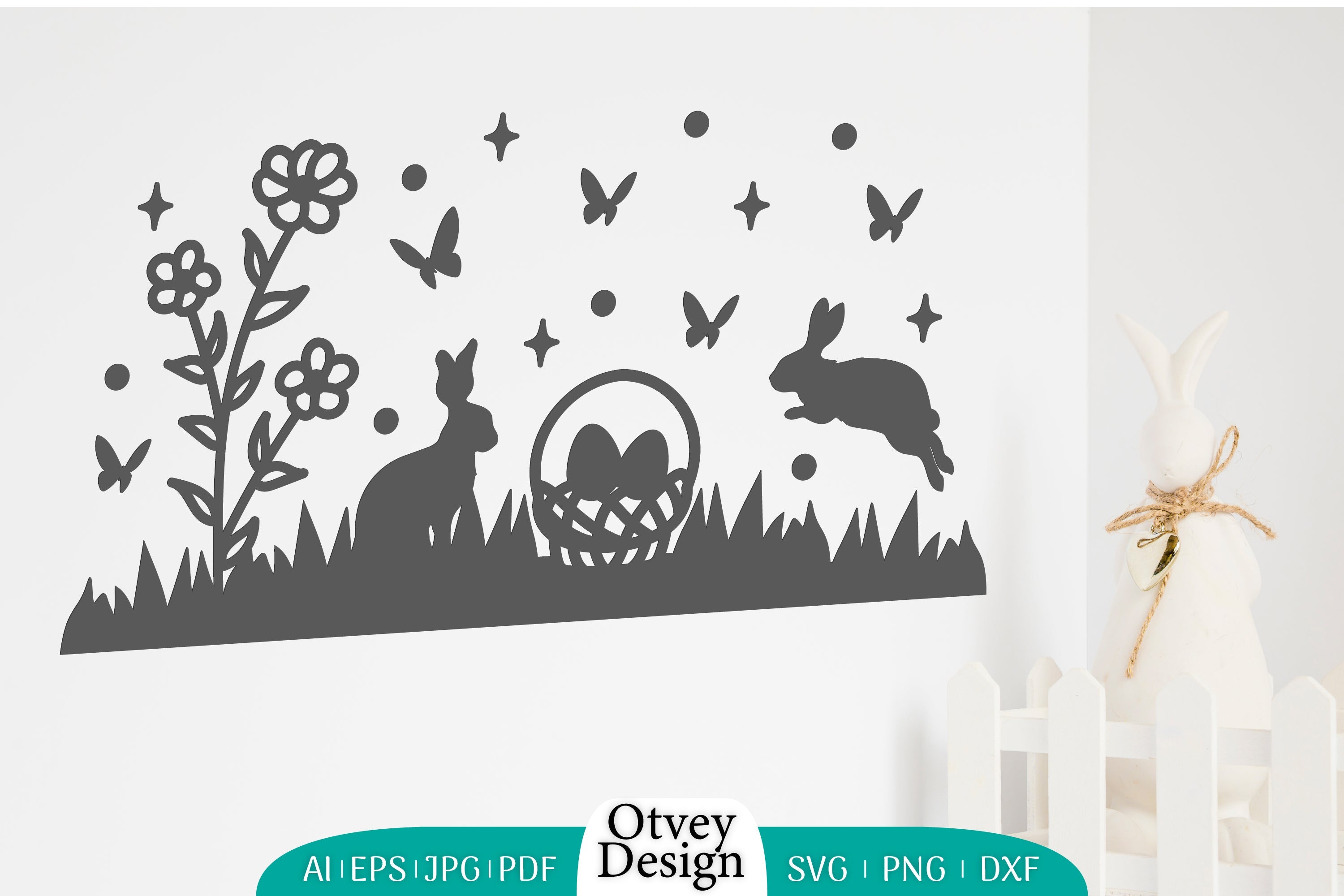 Easter Bunny Garden Scene SVG Bundle 7 - CraftNest - Digital Crafting and Art