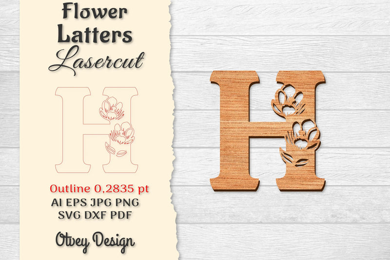 Flower Letters Laser Cut File SVG Bundle 96 - CraftNest - Digital Crafting and Art