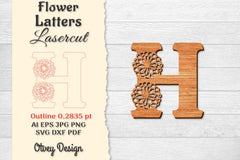 Flower Letters Laser Cut File SVG Bundle 18 - CraftNest - Digital Crafting and Art