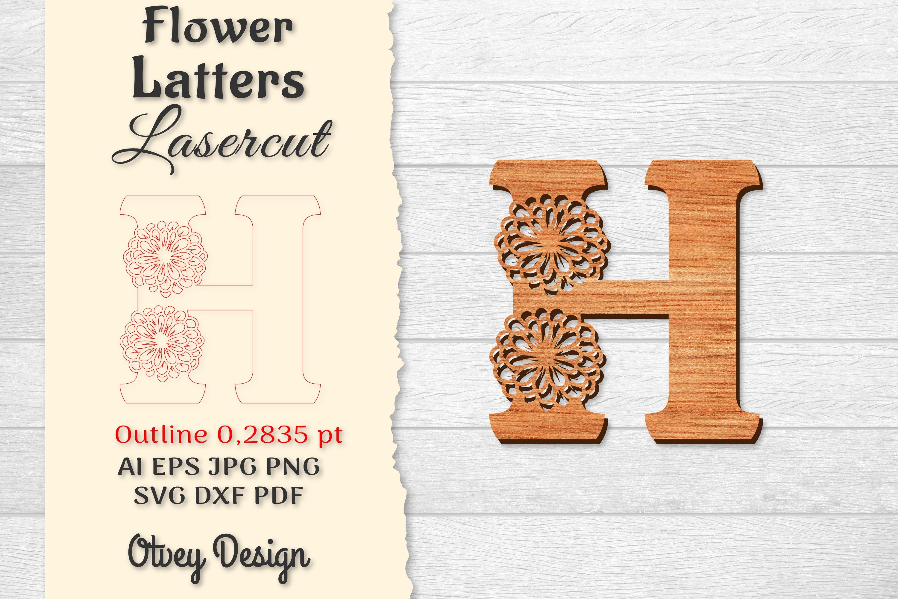 Flower Letters Laser Cut File SVG Bundle 18 - CraftNest - Digital Crafting and Art