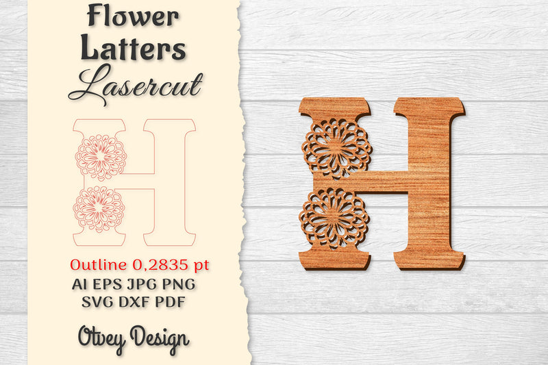 Flower Letters Laser Cut File SVG Bundle 18 - CraftNest - Digital Crafting and Art