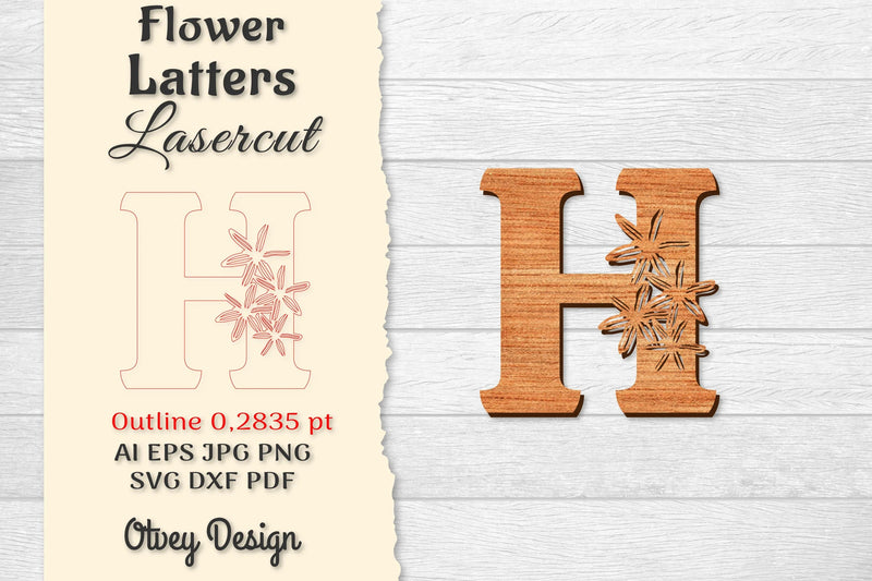 Flower Letters Laser Cut SVG Bundle 53 - CraftNest - Digital Crafting and Art