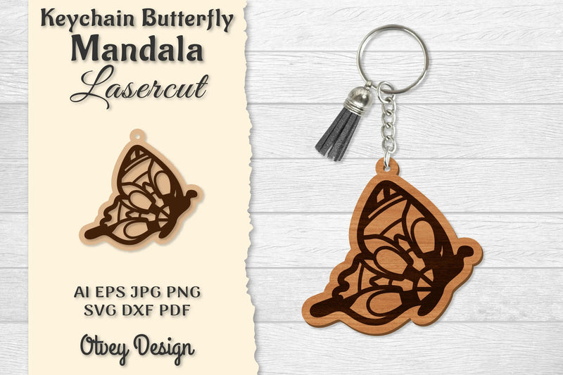 Butterfly Mandala Keychain SVG Bundle 16 - CraftNest - Digital Crafting and Art