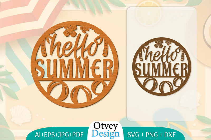 Hello Summer Round Lasercut SVG Bundle191 - CraftNest - Digital Crafting and Art