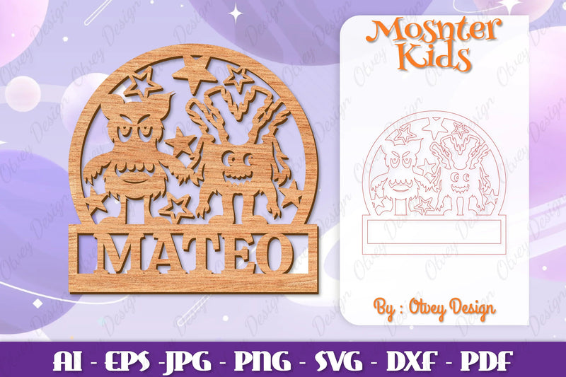 Monsters Kids Name Sign Lasercut SVG Bundle 8 - CraftNest - Digital Crafting and Art