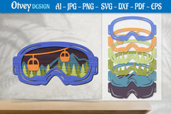 Mountain Scene Goggles Layered Lasercut SVG Bundle 9 - CraftNest - Digital Crafting and Art