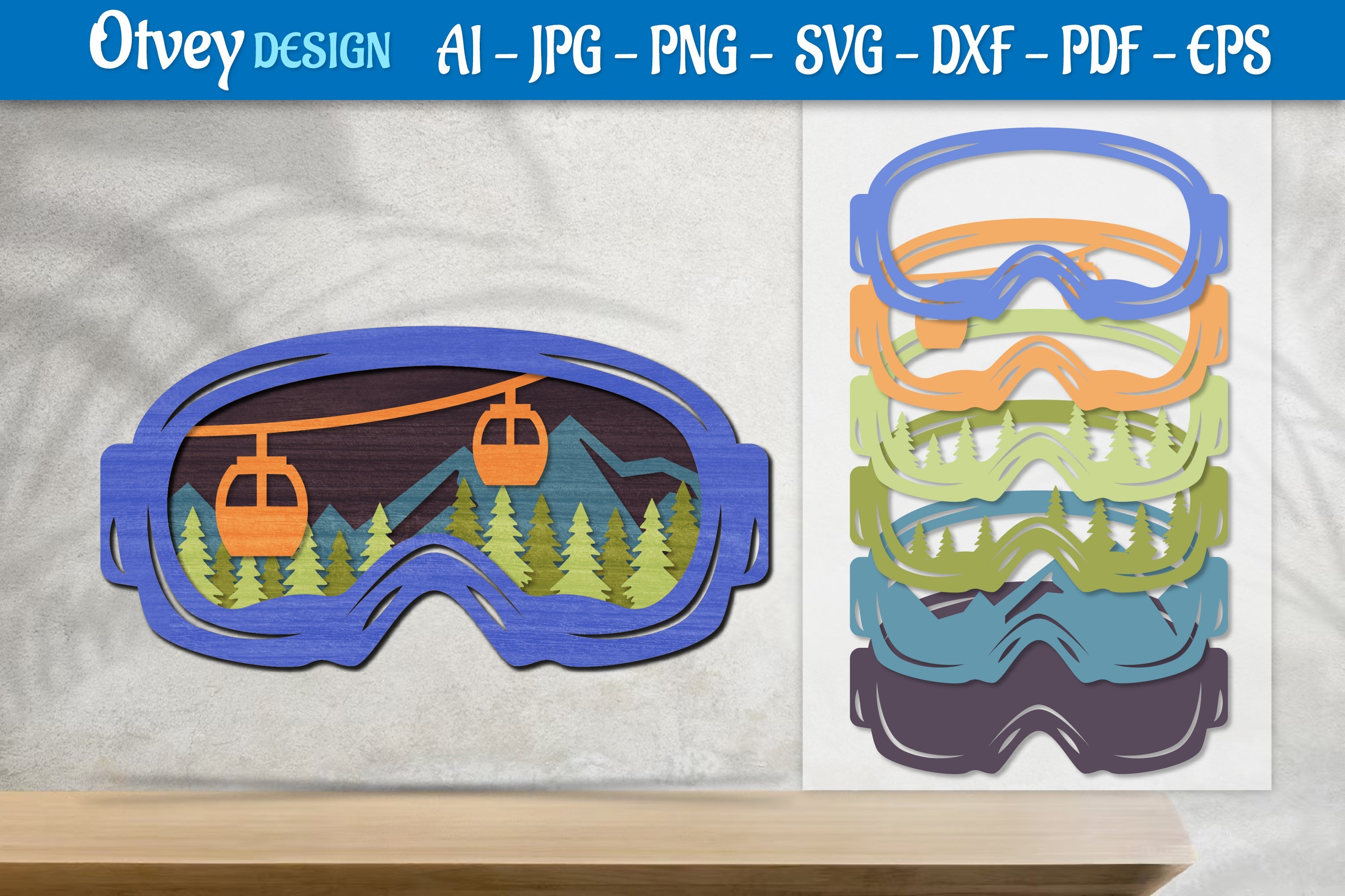 Mountain Scene Goggles Layered Lasercut SVG Bundle 9 - CraftNest - Digital Crafting and Art
