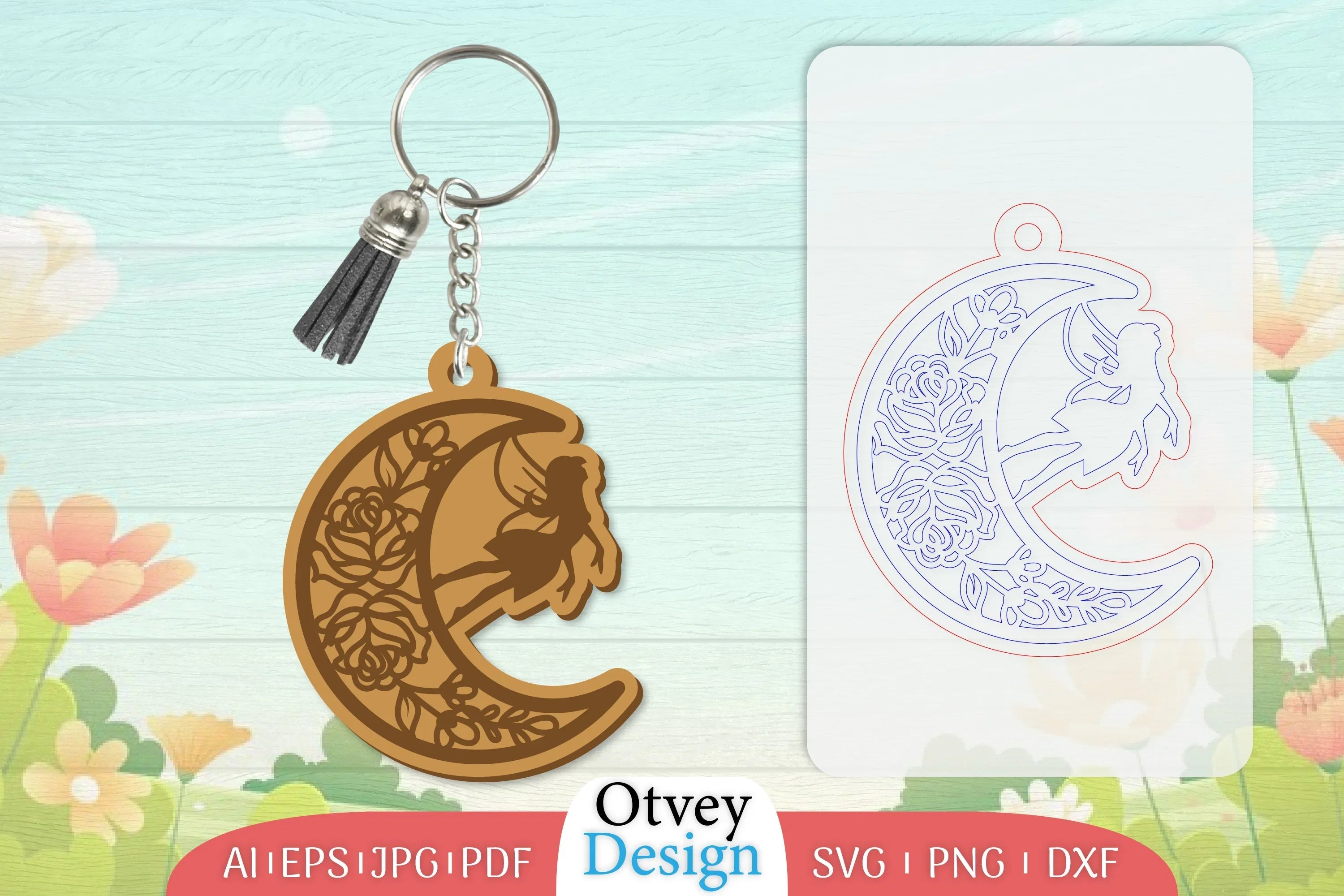 Fairy in the Moon Keychain Lasercut SVG Bundle 3 - CraftNest - Digital Crafting and Art