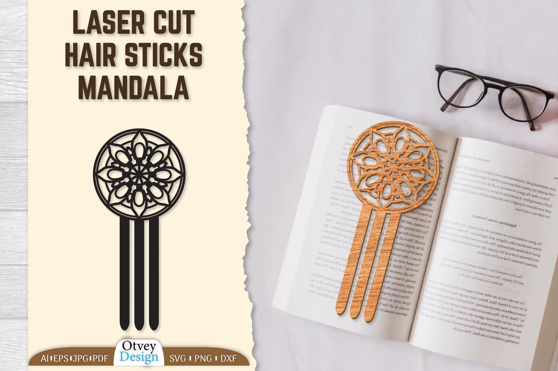 Laser Cut Mandala Hair Sticks SVG Bundle 7 - CraftNest - Digital Crafting and Art