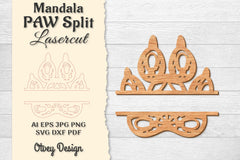 Paw Mandala Split Lasercut SVG Bundle 16 - CraftNest - Digital Crafting and Art