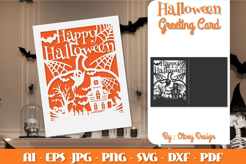 Halloween Scene Greeting Card SVG Bundle - CraftNest - Digital Crafting and Art