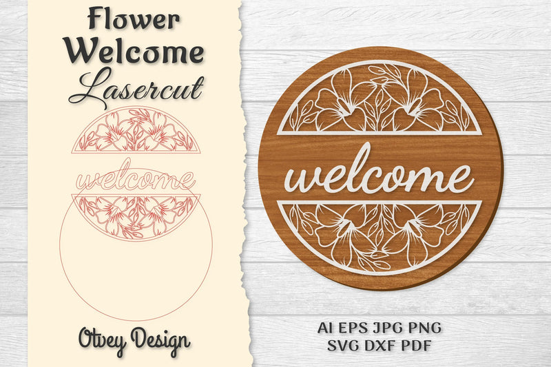 Flower Welcome Lasercut SVG Bundle 811 - CraftNest - Digital Crafting and Art