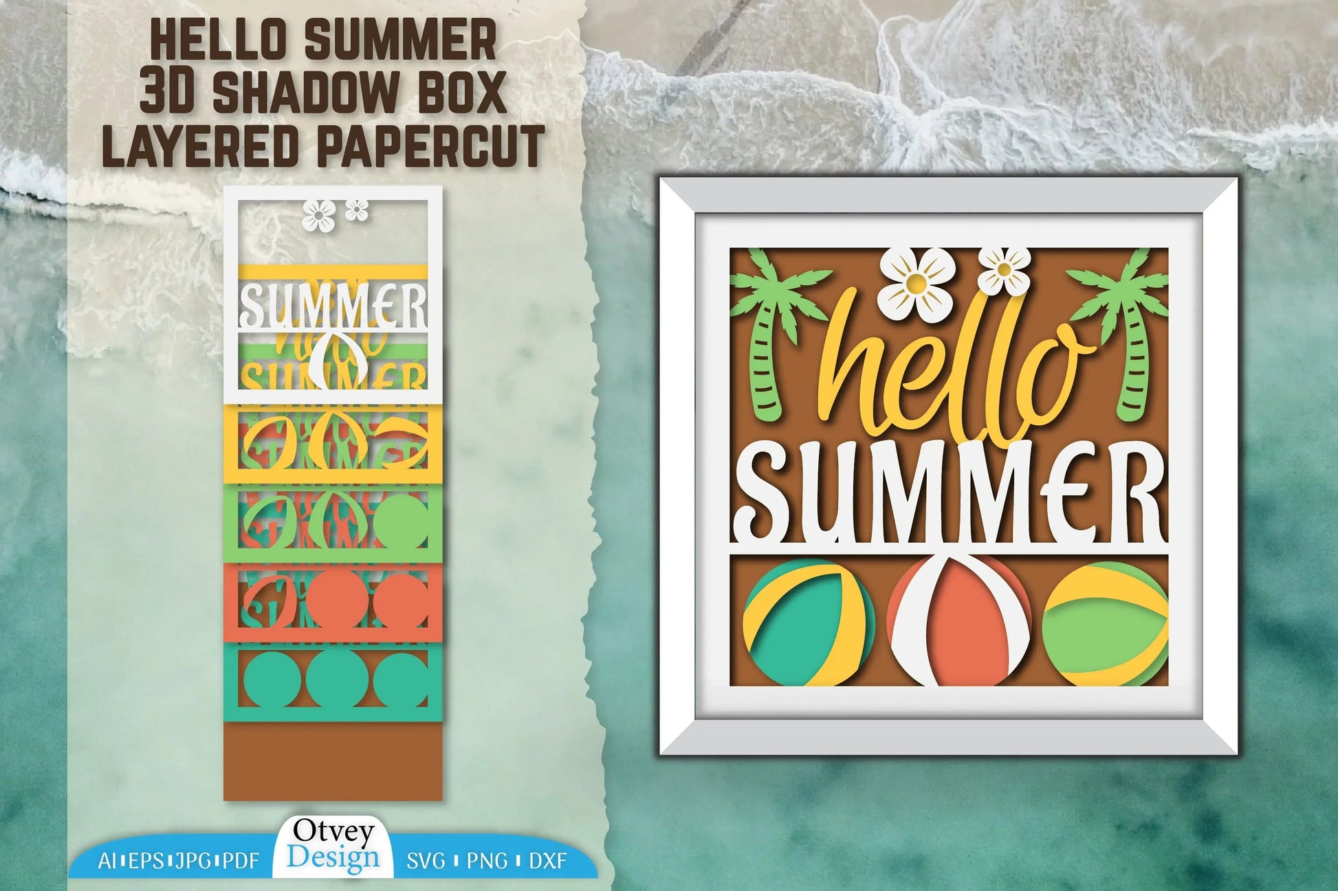 Hello Summer 3D Shadow Box Papercut SVG Bundle 10 - CraftNest - Digital Crafting and Art