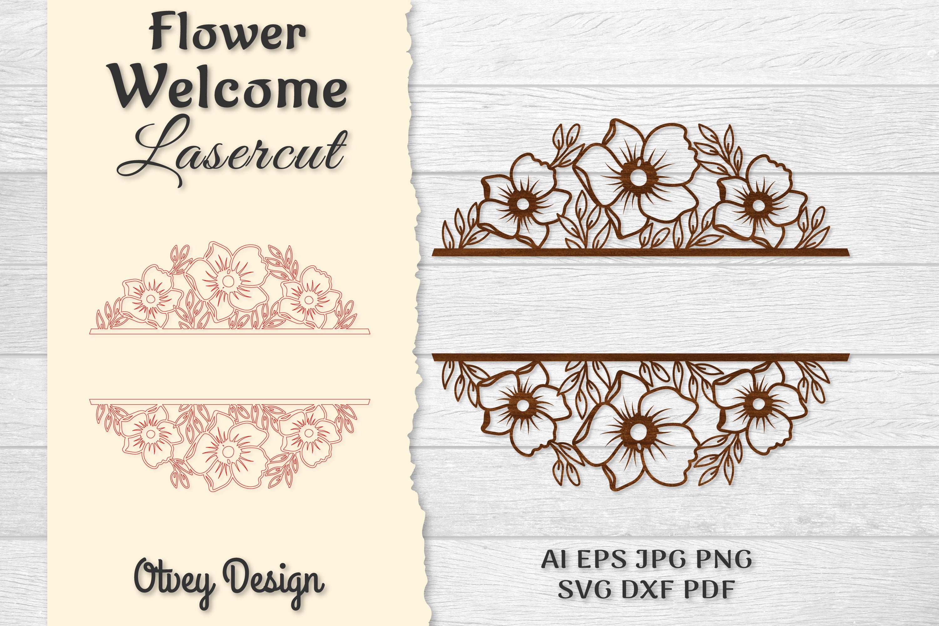 Flower Welcome Slip Lasercut SVG Bundle 9 - CraftNest - Digital Crafting and Art