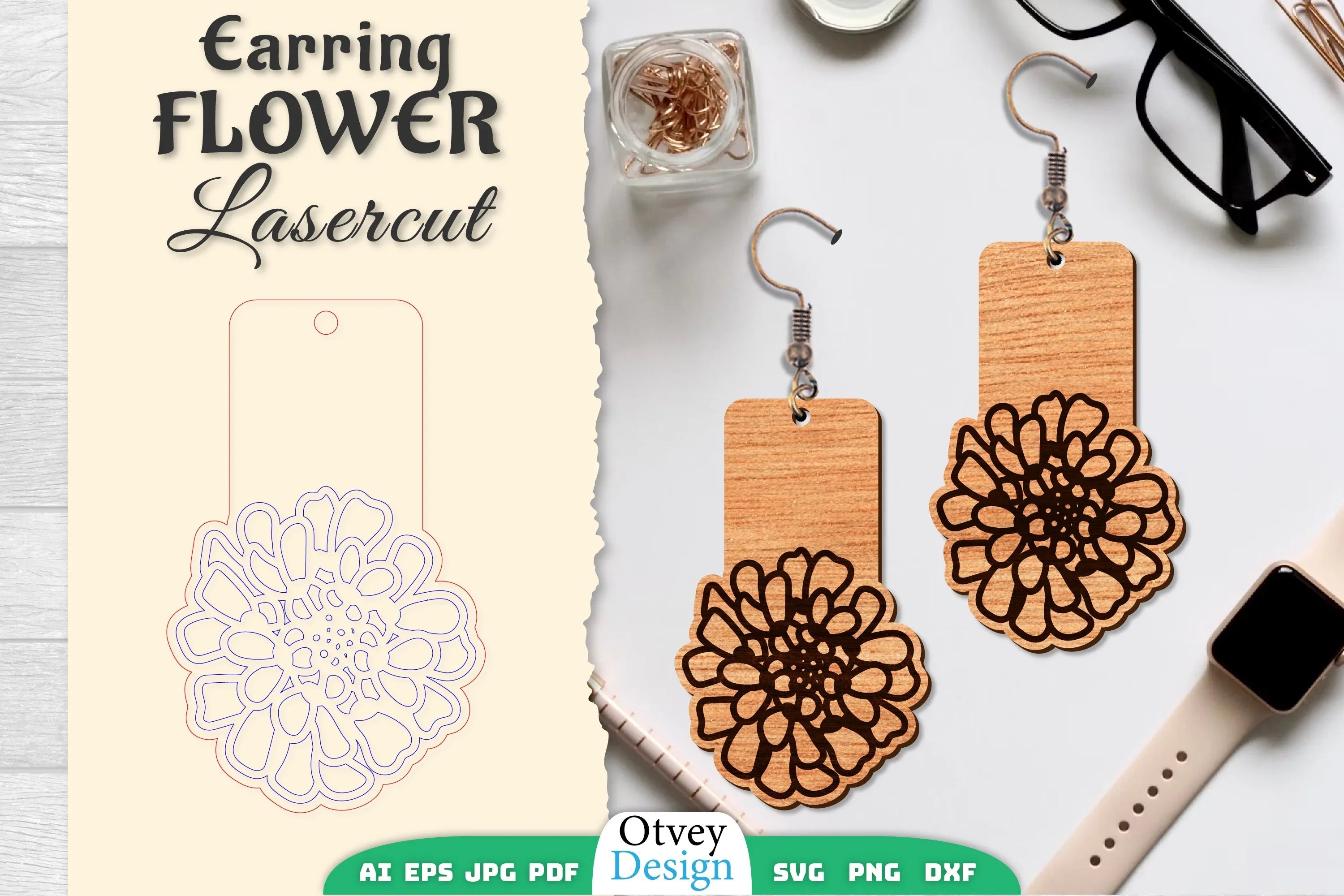 Earring Flower Lasercut SVG Bundle 83 - CraftNest - Digital Crafting and Art