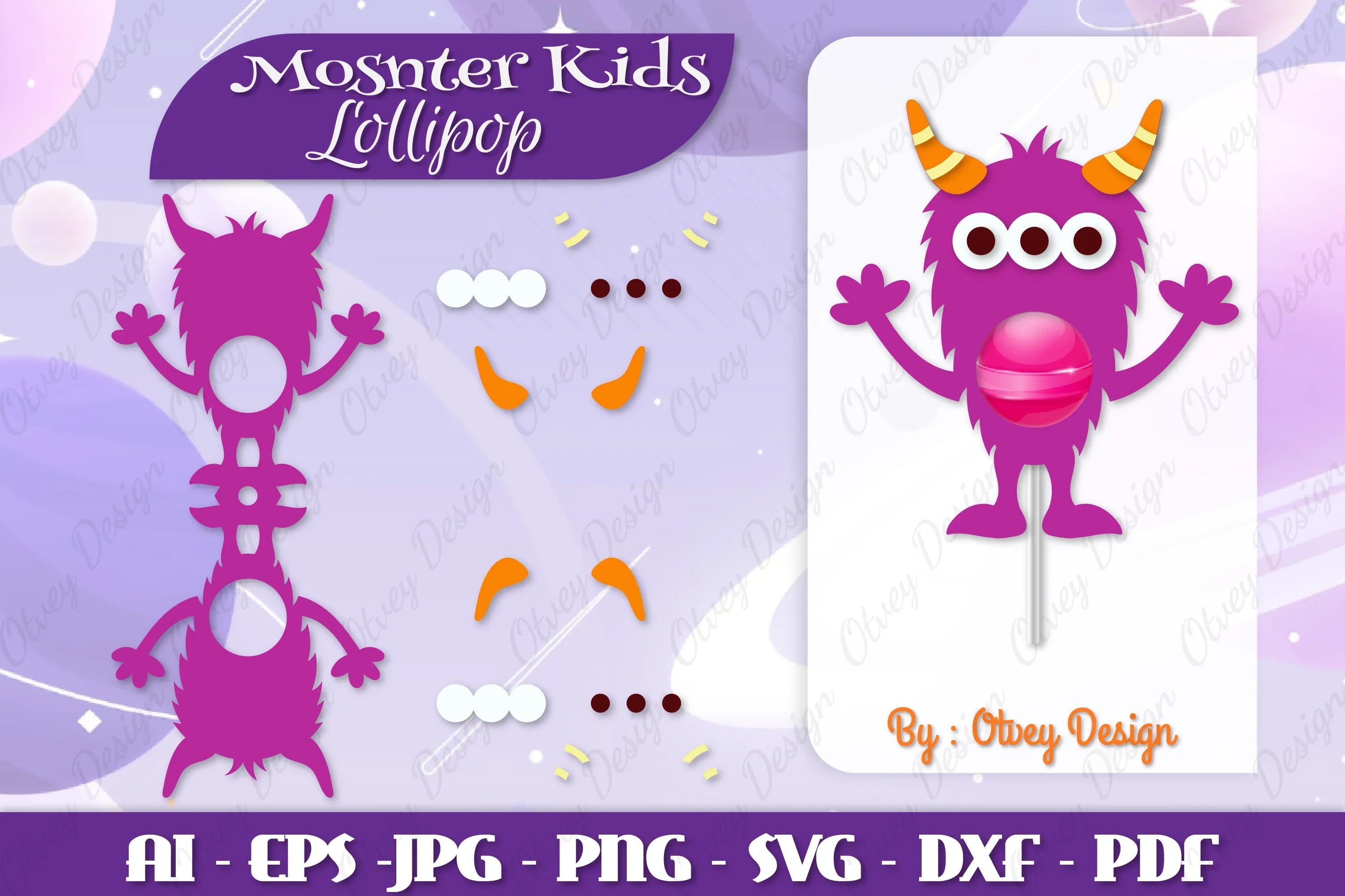 Monster Kids Lollipop Holders SVG Bundle 9 - CraftNest - Digital Crafting and Art