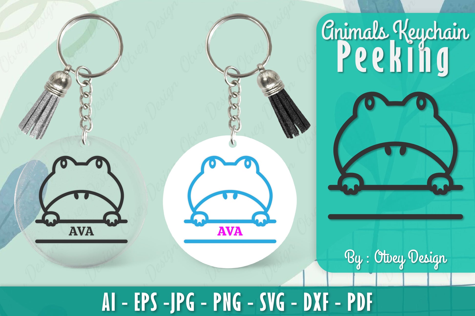 Animals Peeking Keychain SVG Bundle 15 - CraftNest - Digital Crafting and Art