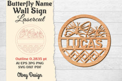 Butterfly Name Wall Art Sign SVG Bundle 9 - CraftNest - Digital Crafting and Art