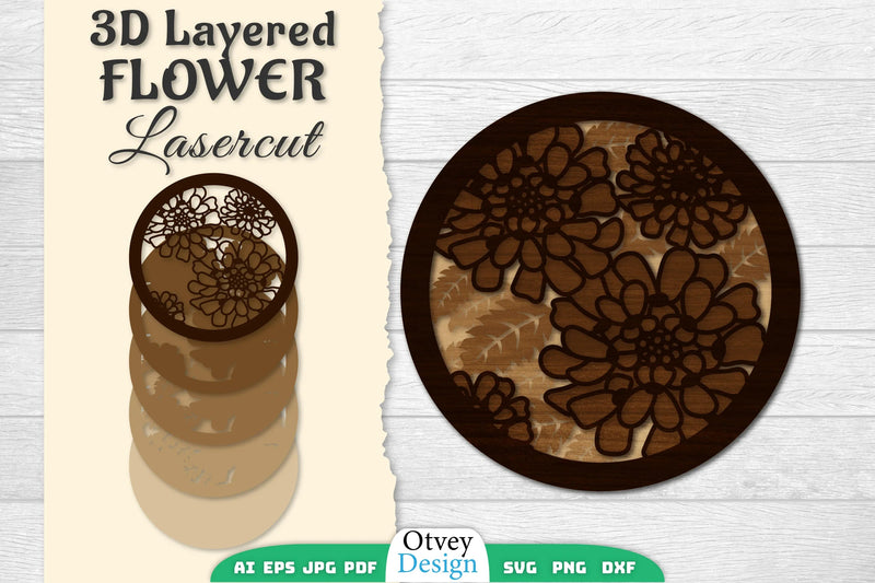 3D Layered Flower Lasercut SVG Bundle 12 - CraftNest - Digital Crafting and Art