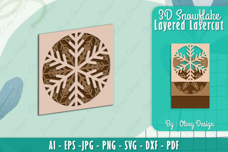 Snowflake 3D Layered Lasercut SVG Bundle 16 - CraftNest - Digital Crafting and Art