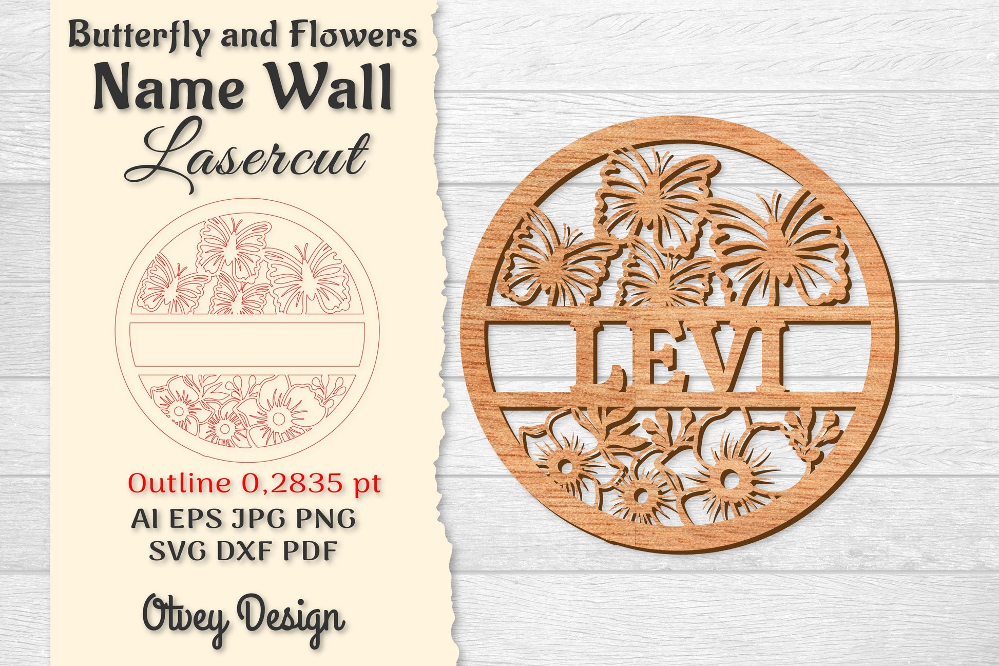 Butterfly and Flowers Name Wall Art SVG Bundle 2 - CraftNest - Digital Crafting and Art
