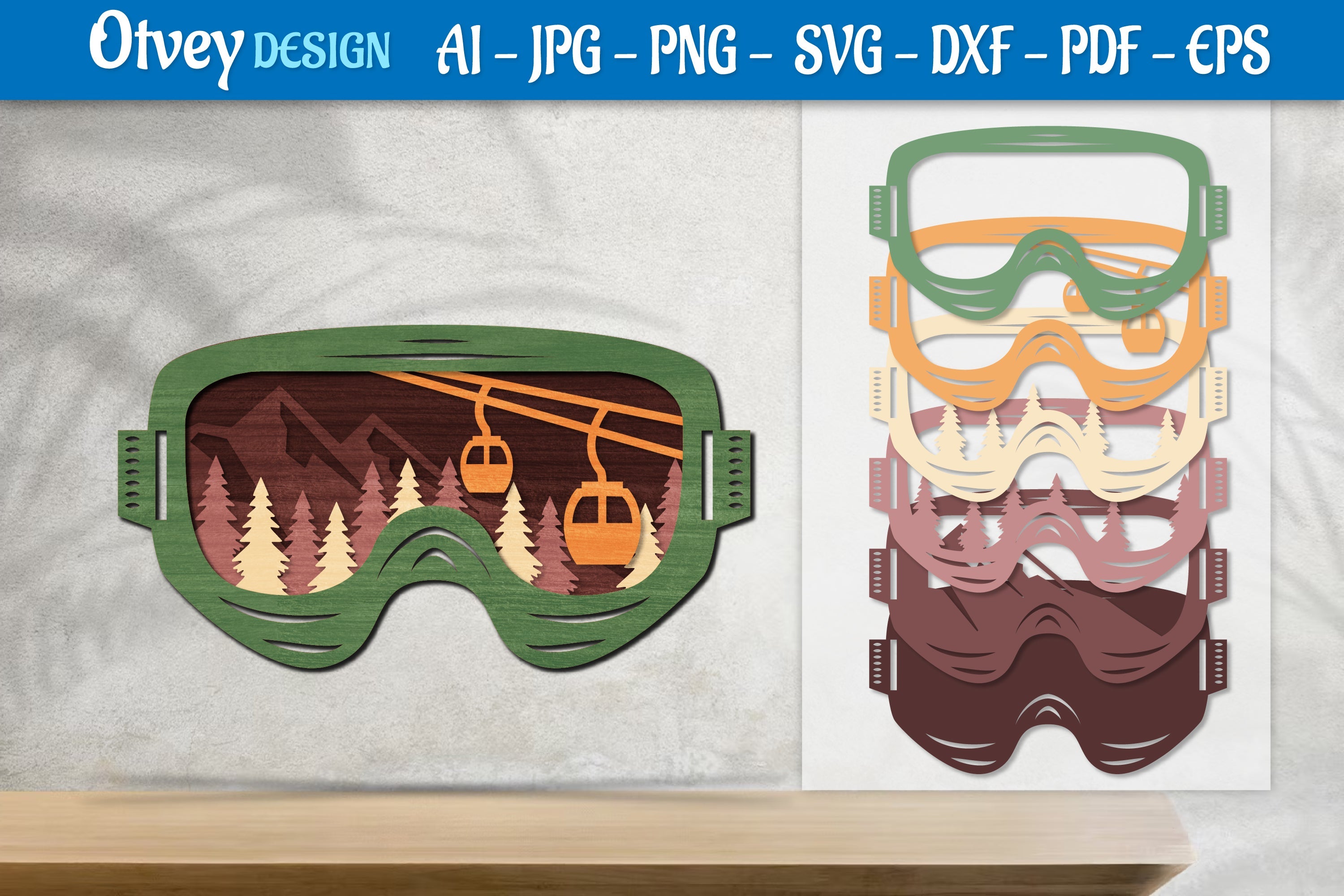 Mountain Scene Goggles Layered Lasercut SVG Bundle 10 - CraftNest - Digital Crafting and Art