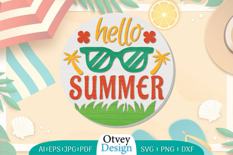 Summer Round Door Hanger SVG Bundle 12 - CraftNest - Digital Crafting and Art