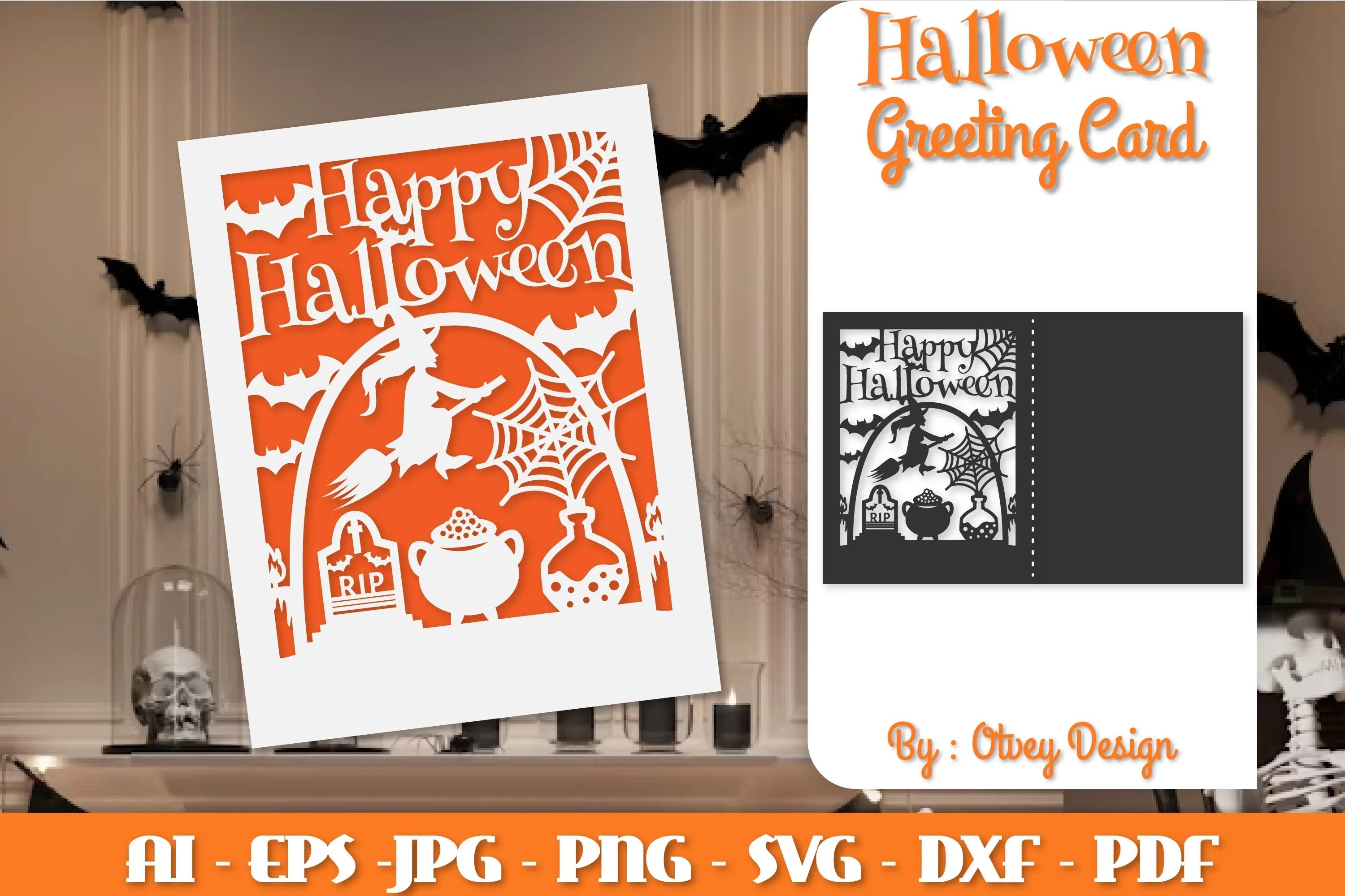 Halloween Scene Greeting Card SVG Bundle - CraftNest - Digital Crafting and Art