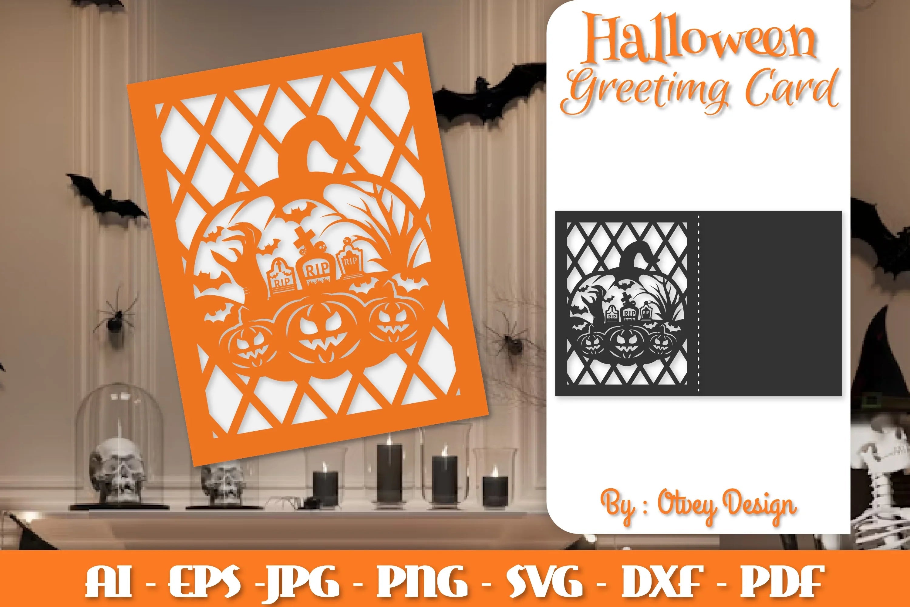 Greeting Card Halloween Pumpkin Scene SVG Bundle - CraftNest - Digital Crafting and Art