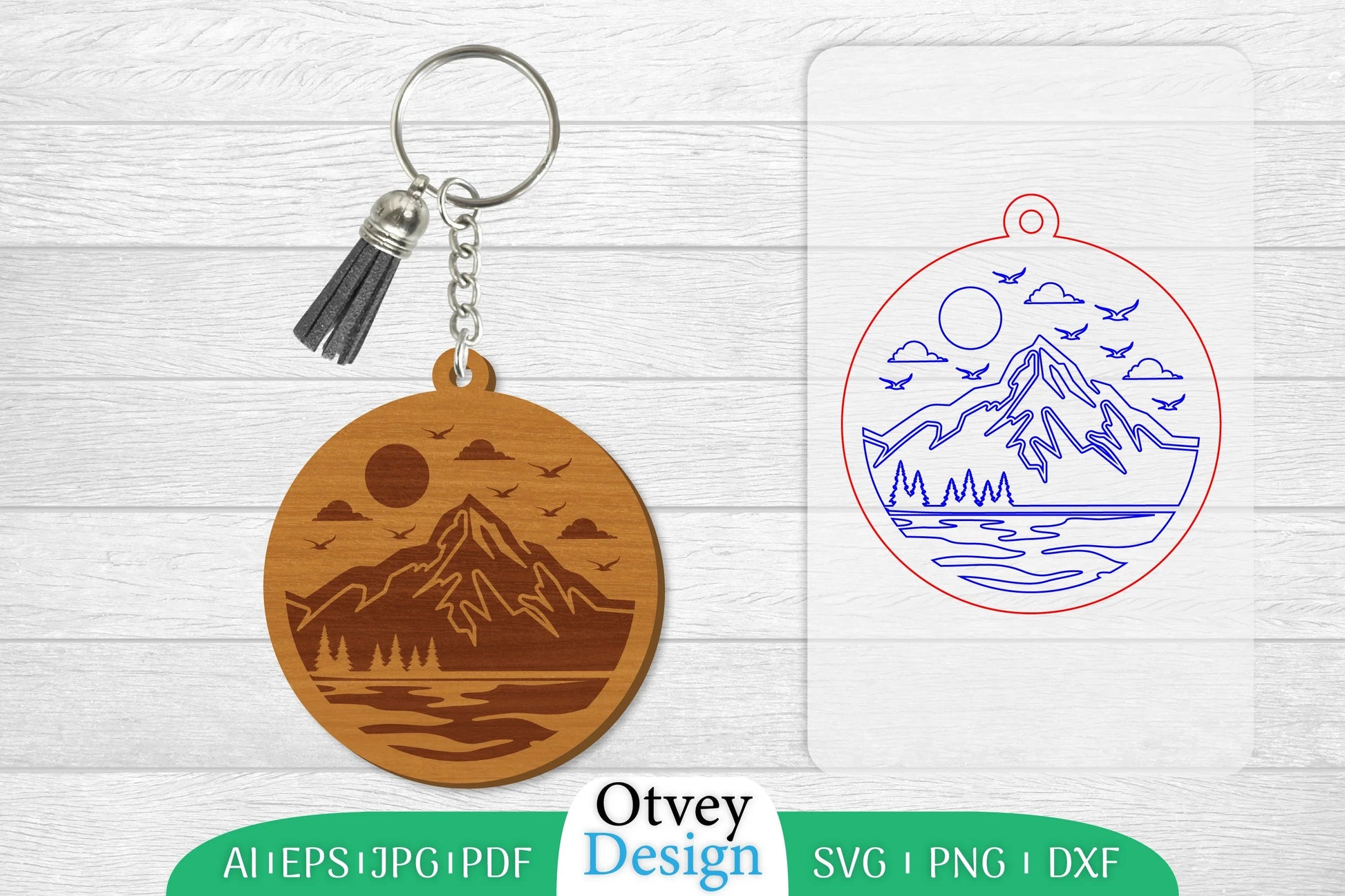 Keychain Sunset Mountain Lasercut SVG Bundle 27 - CraftNest - Digital Crafting and Art