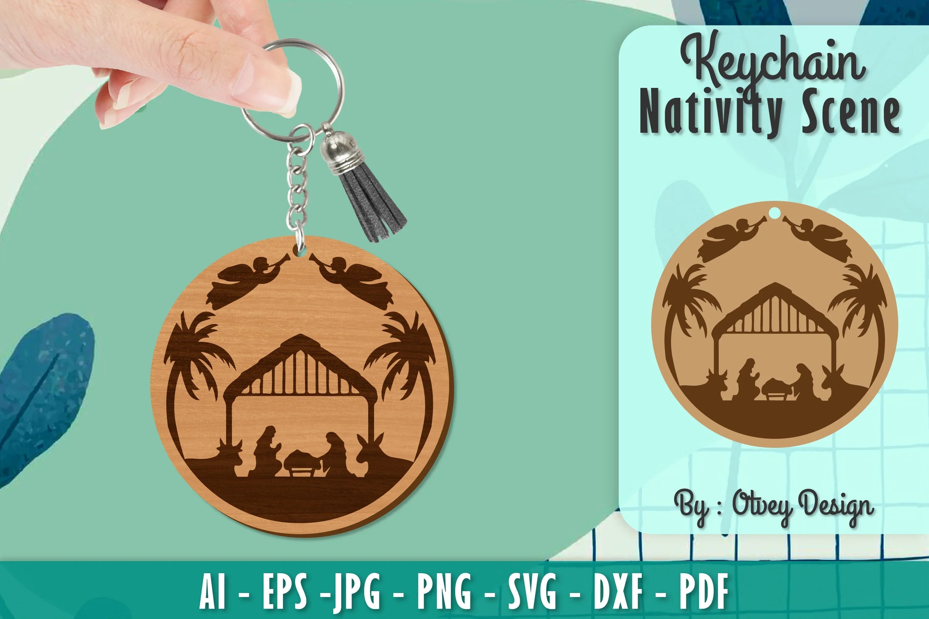 Nativity Scene Keychain Laser Cut SVG Bundle 9 - CraftNest - Digital Crafting and Art