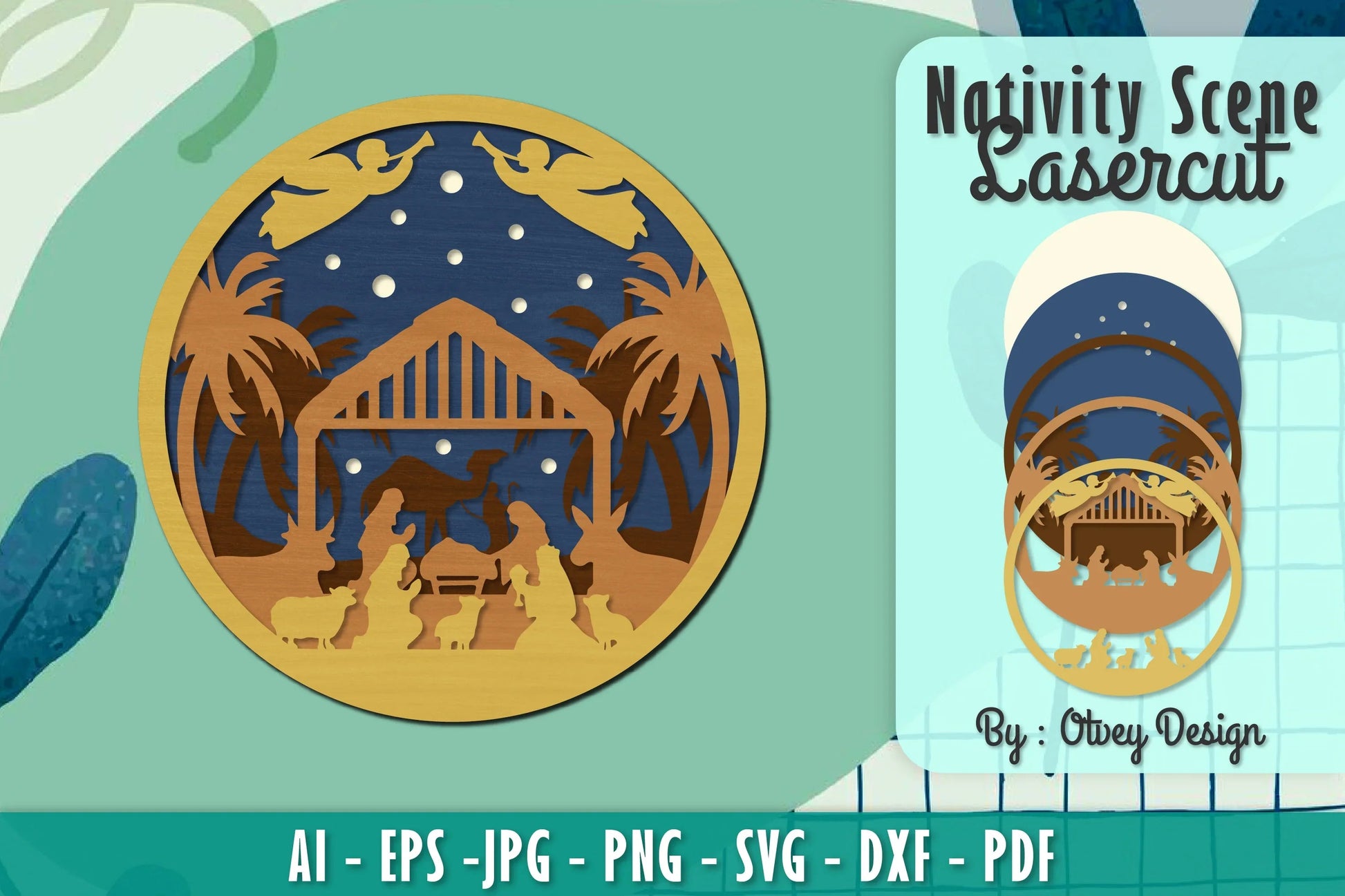 Nativity Scene Religious Christmas Layered Papercut Lasercut SVG Bundle - CraftNest - Digital Crafting and Art