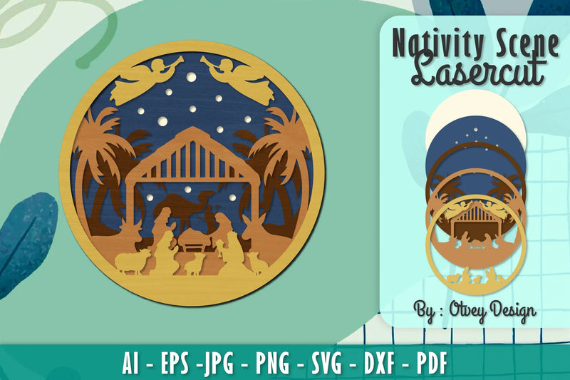 Nativity Scene Religious Christmas Layered Papercut Lasercut SVG Bundle - CraftNest - Digital Crafting and Art