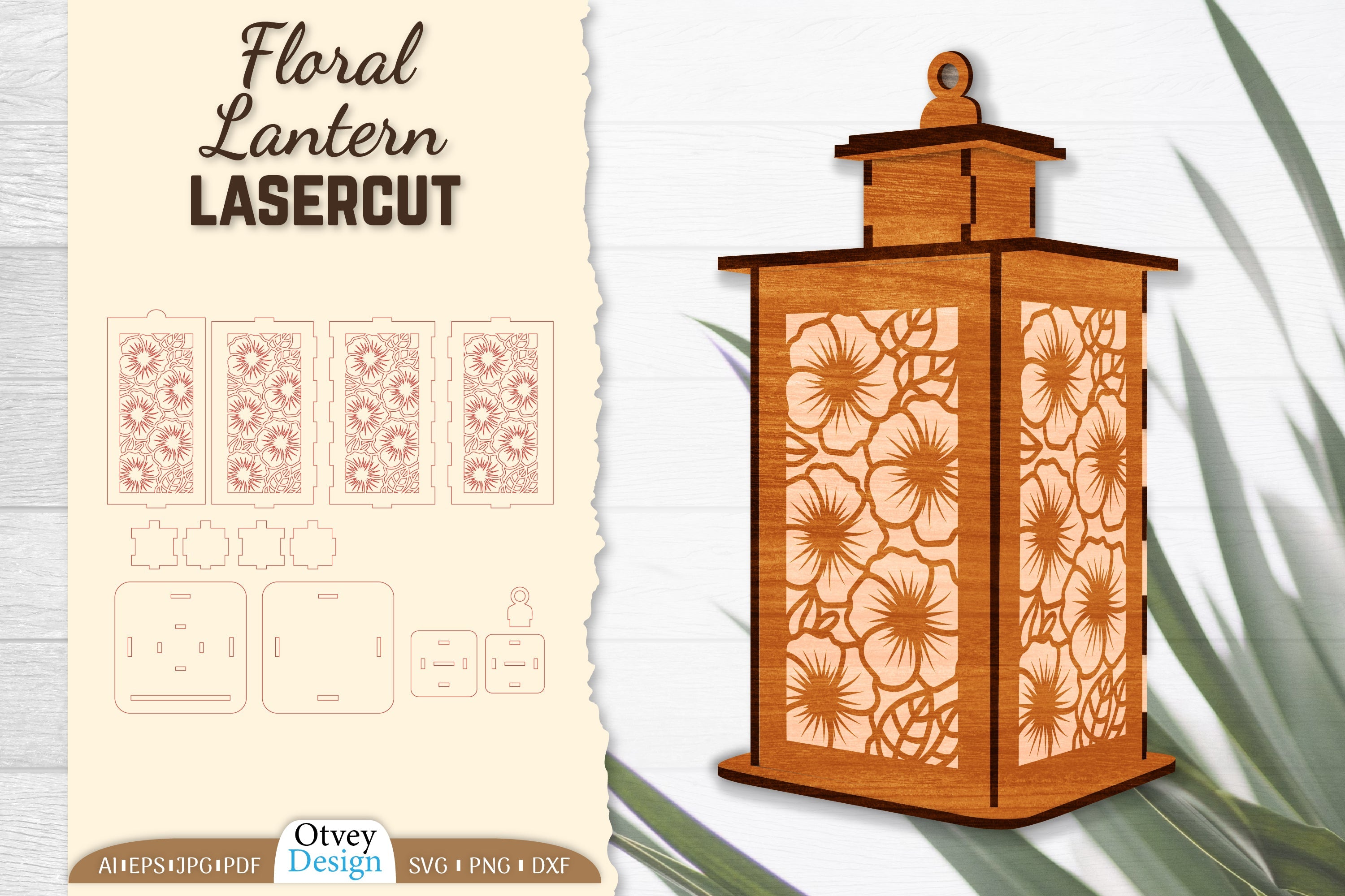 Floral Lantern Lasercut SVG Bundle