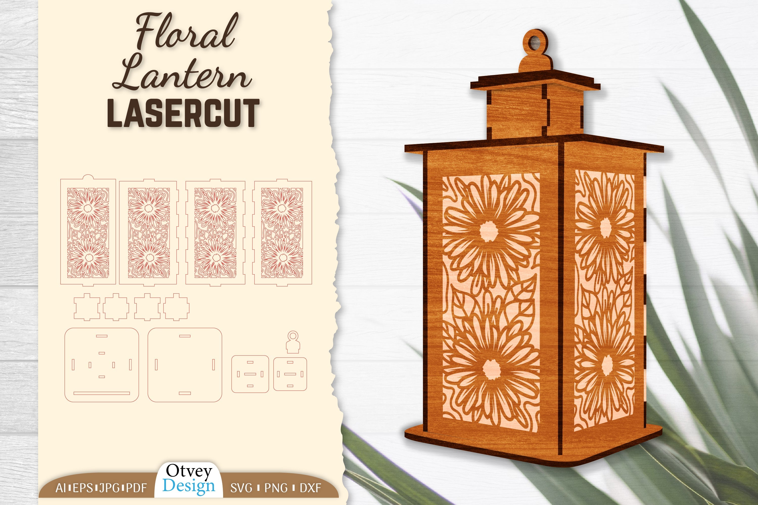 Floral Lantern Lasercut SVG Bundle