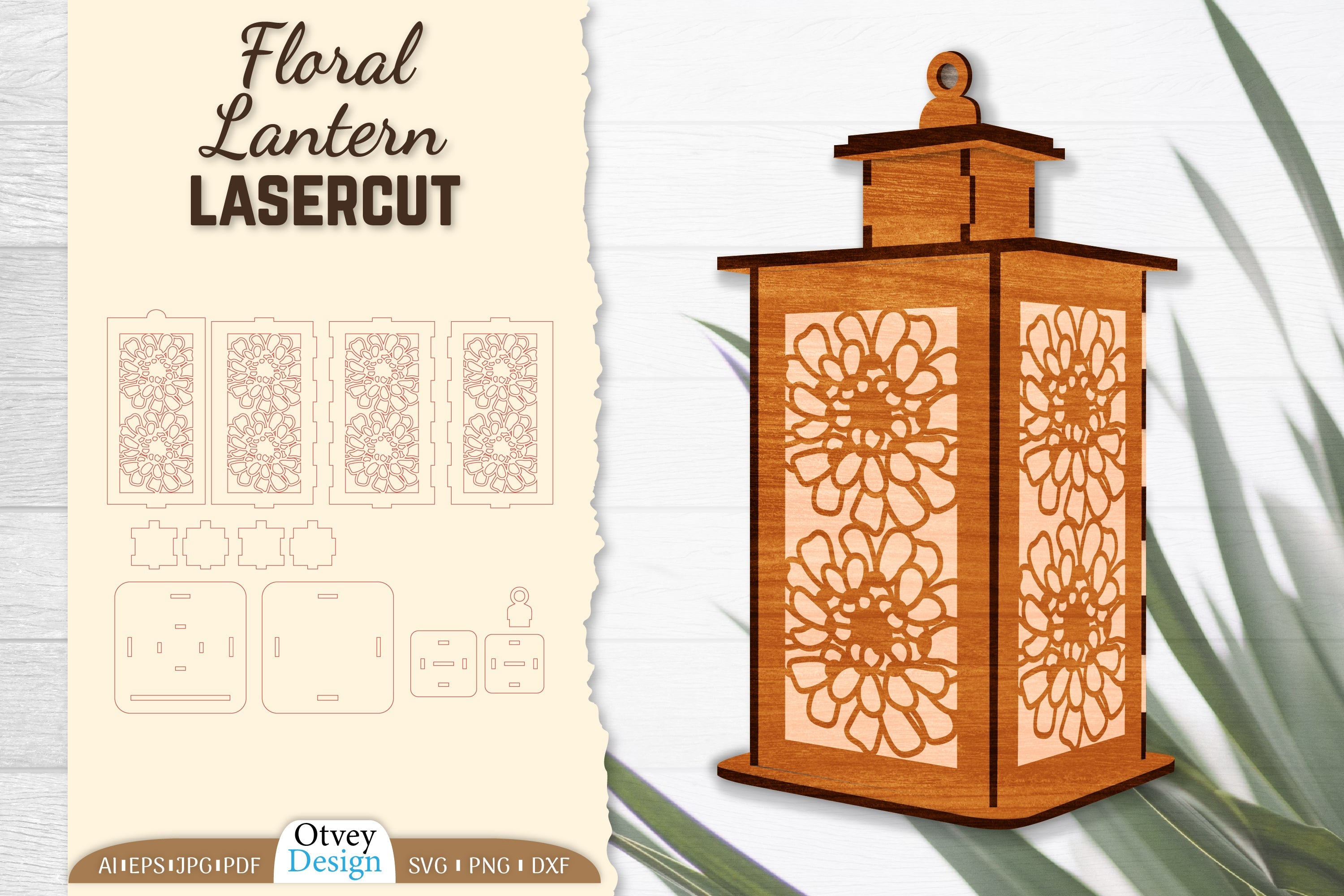 Floral Lantern Lasercut SVG Bundle