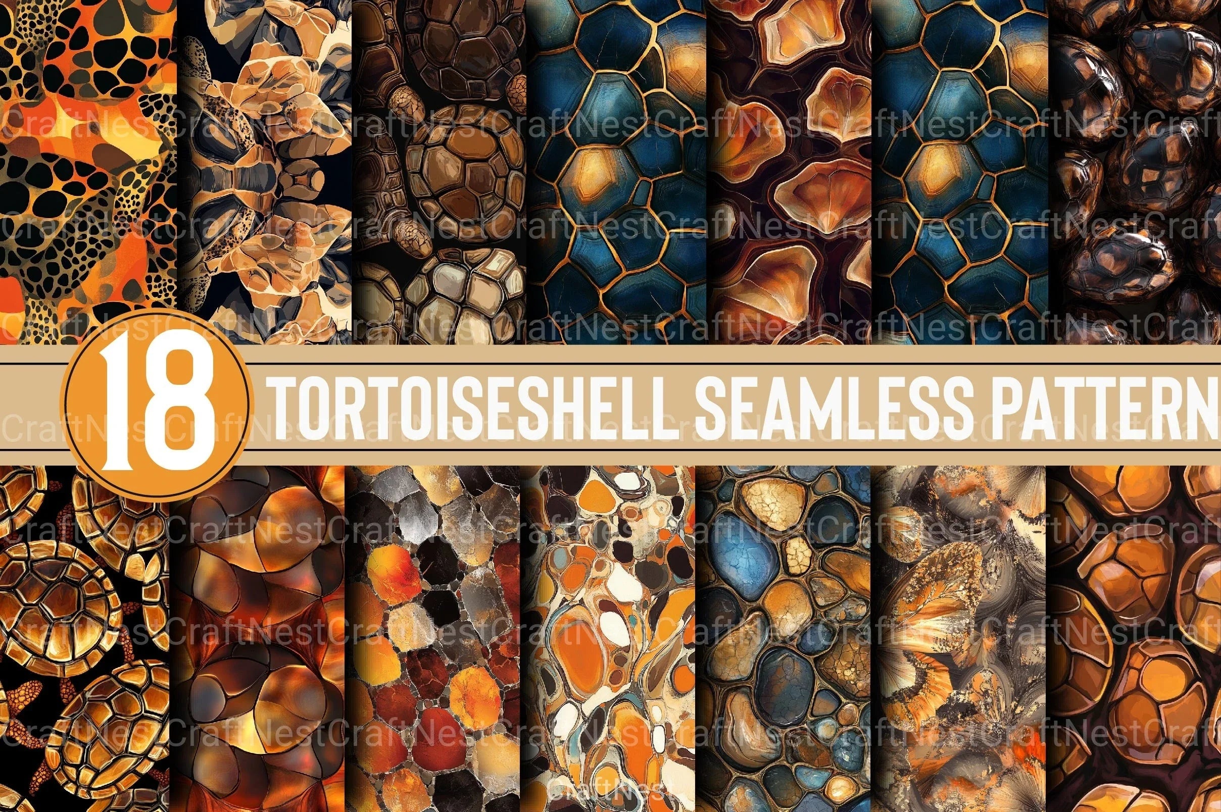 Tortoiseshell Seamless Pattern Digital Paper - CraftNest - Digital Crafting and Art