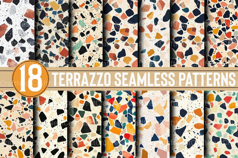 Terrazzo Seamless Patterns Digital Paper - CraftNest - Digital Crafting and Art