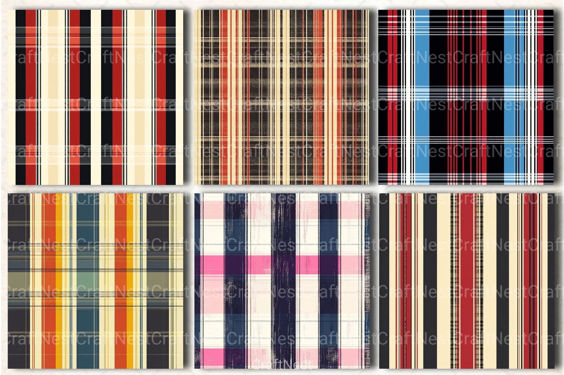 Stripes & Plaids Seamless Pattern Digital Paper - CraftNest - Digital Crafting and Art