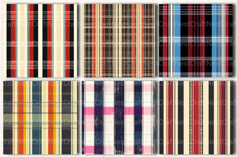 Stripes & Plaids Seamless Pattern Digital Paper - CraftNest - Digital Crafting and Art
